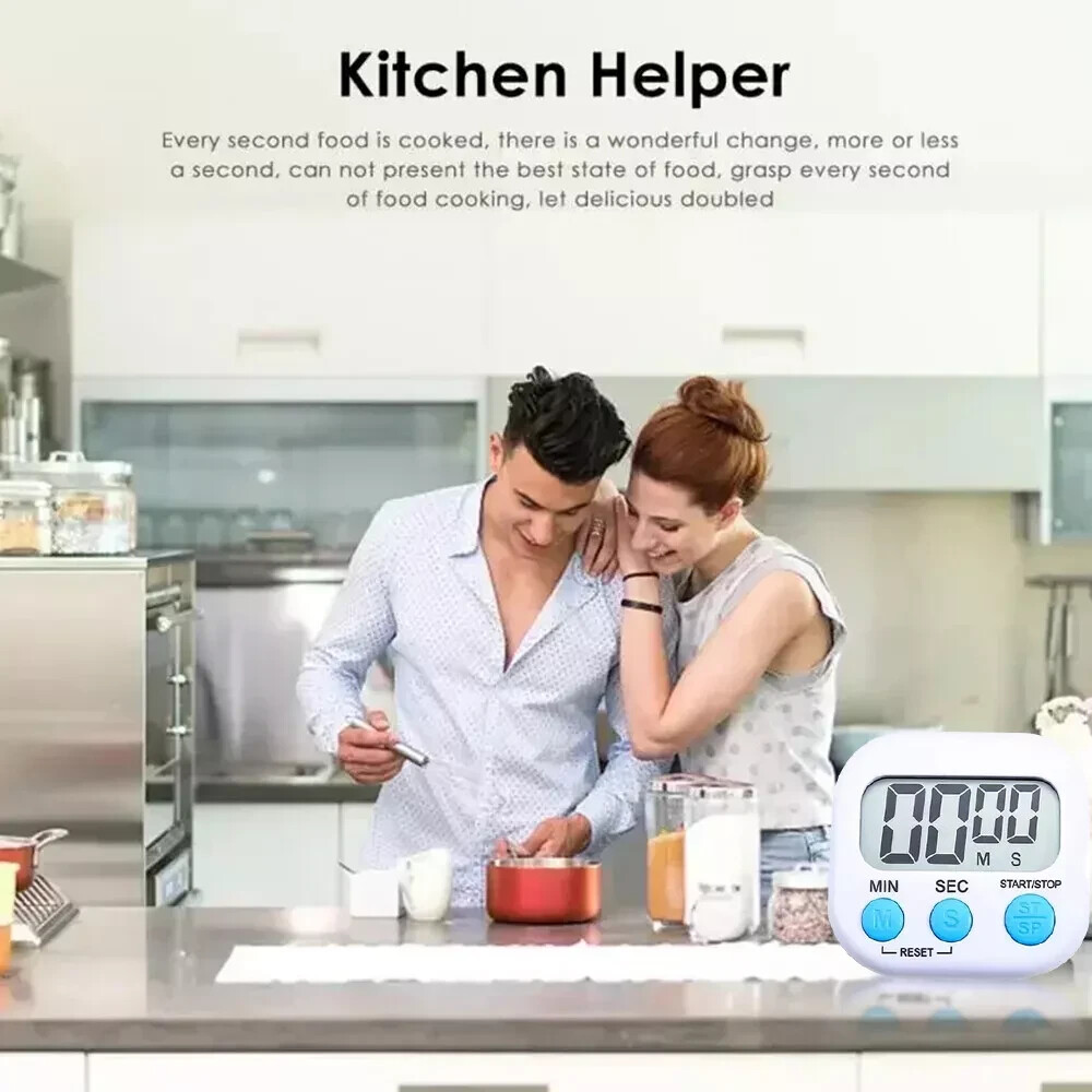 Large LCD Digital Kitchen Cooking Timer Count Down Up Clock Loud Alarm Magnetic