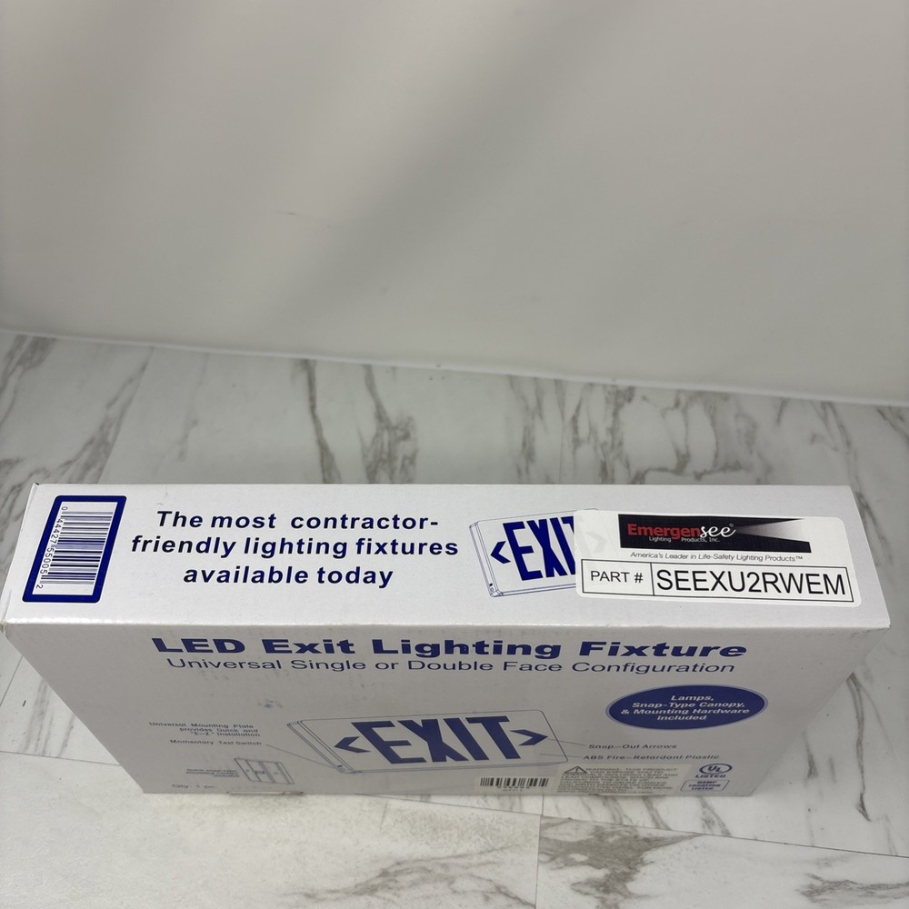 Emergensee Lighting SEEXU2RWEM Compact LED Exit Sign Universal LED