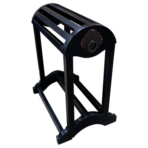 Handcrafted Western Saddle Stand – Solid Wood, Forged Iron Ring, Durable