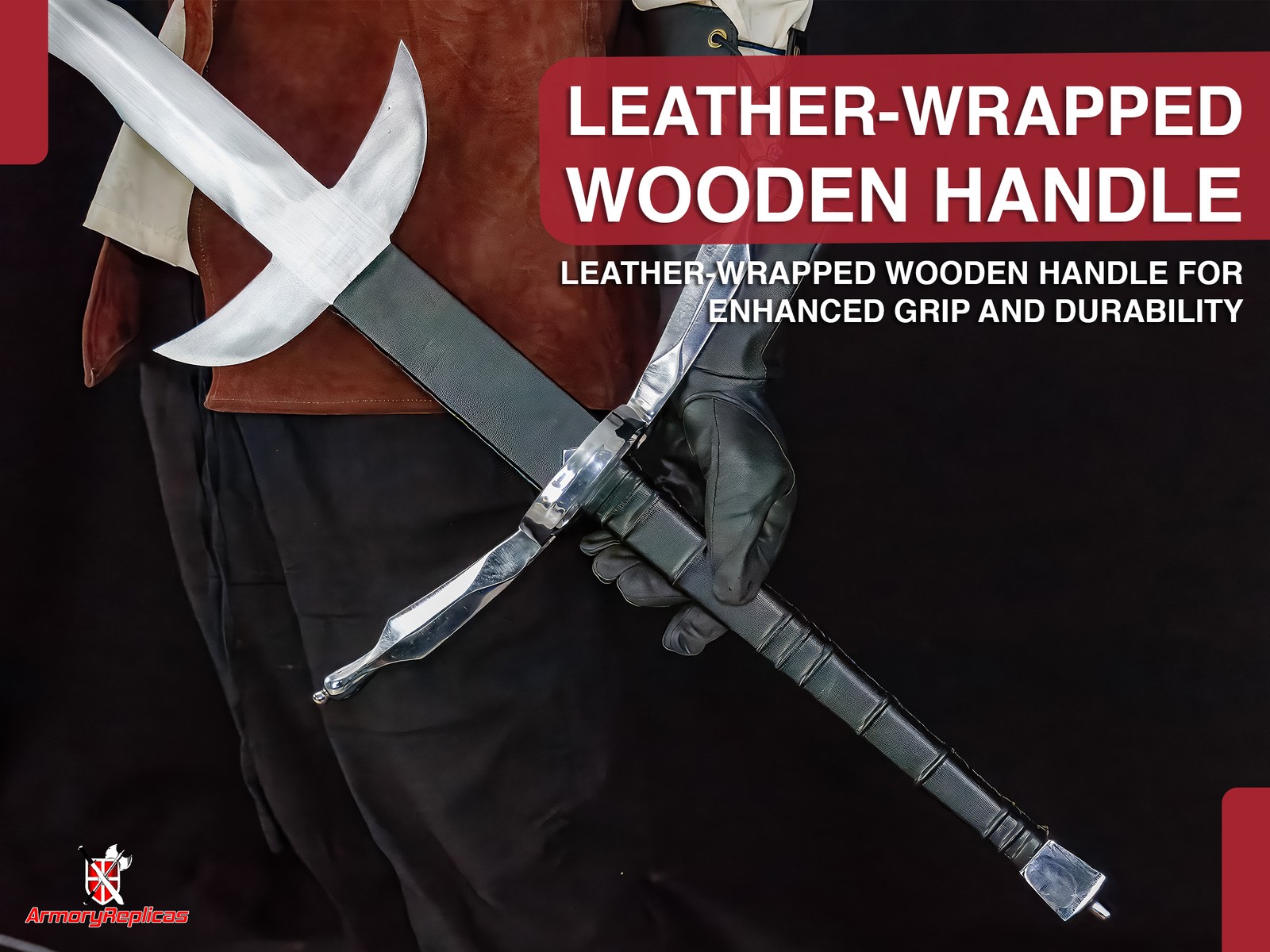 Majestic German Flamberg Two-Handed Sword with Zweihander Leather Ricasso 61"