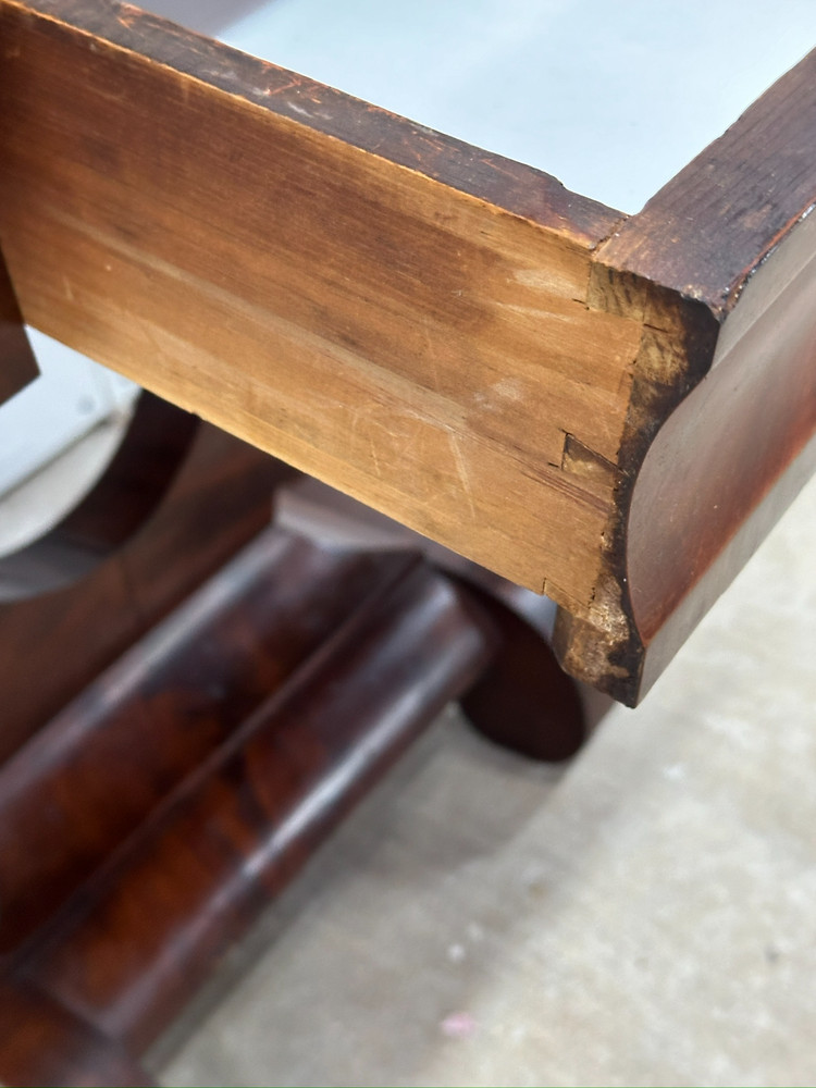 antique flame mahogany table empire classical drop leaf work night stand