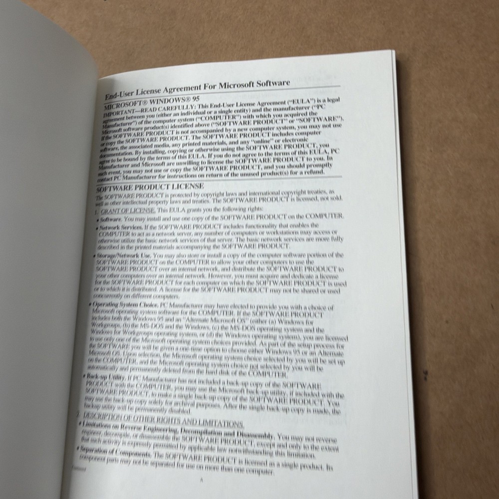 Microsoft Windows 95 Original Install CD-ROM, COA/Product Key & User Guide Used