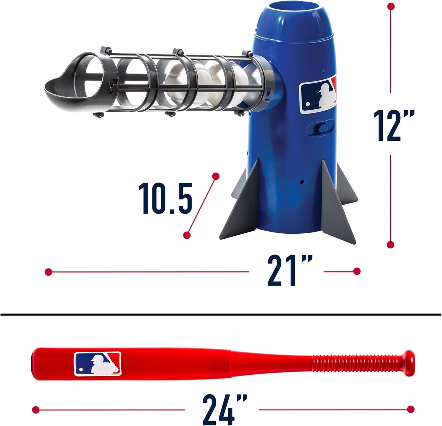 MLB Kids Pitching Machine Pop Rocket with Plastic Baseballs