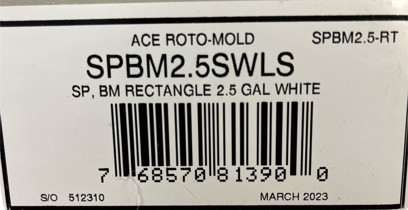SPBM2.5-RT Ace Roto-Mold 2.5 Gallon Rectangle Blow Molded Cone Bottom Tank