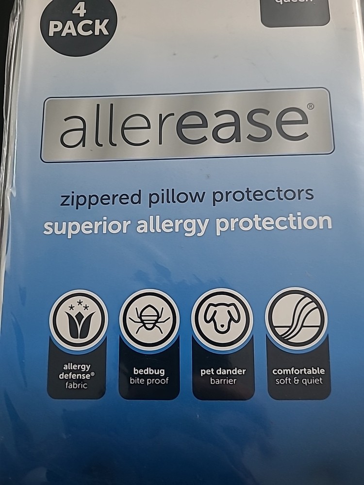 AllerEase Superior Allergy Protection Zippered Protectors Standard/Queen 4 Pack