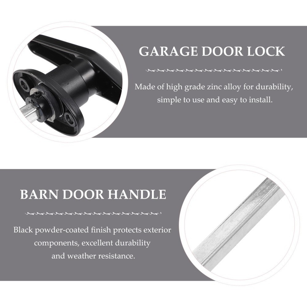 Barn Door Handle With Lock T-shaped Locking Garage Replacement Black