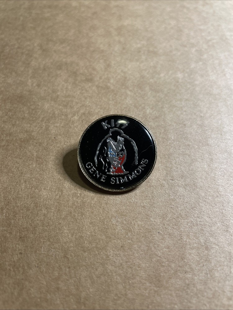 KISS Enamel/Glass - Badge/Pin Gene Simmons 70-80’s Aucoin era Scarce
