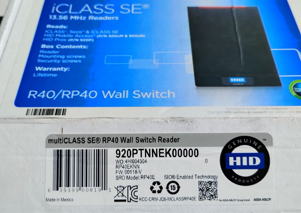 HID multiCLASS SE RP40 Multi-technology Smartcard Reader Wall Switch Unused New