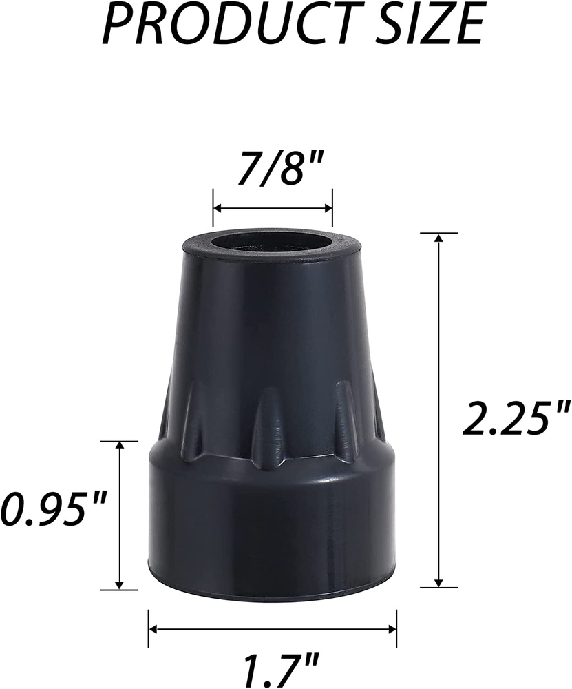 7/8” Cane Tips Crutch Tips Heavy Duty Cane Rubber Tips Replacement 4 Pack