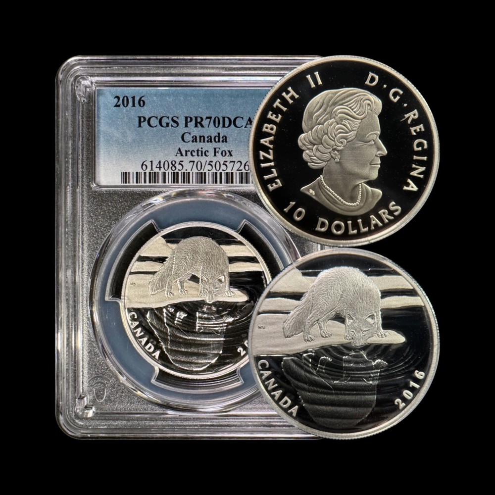 CANADA. 2016, 10 Dollars, Silver - PCGS PR70 - Top Pop 🥇 Reflections Arctic Fox