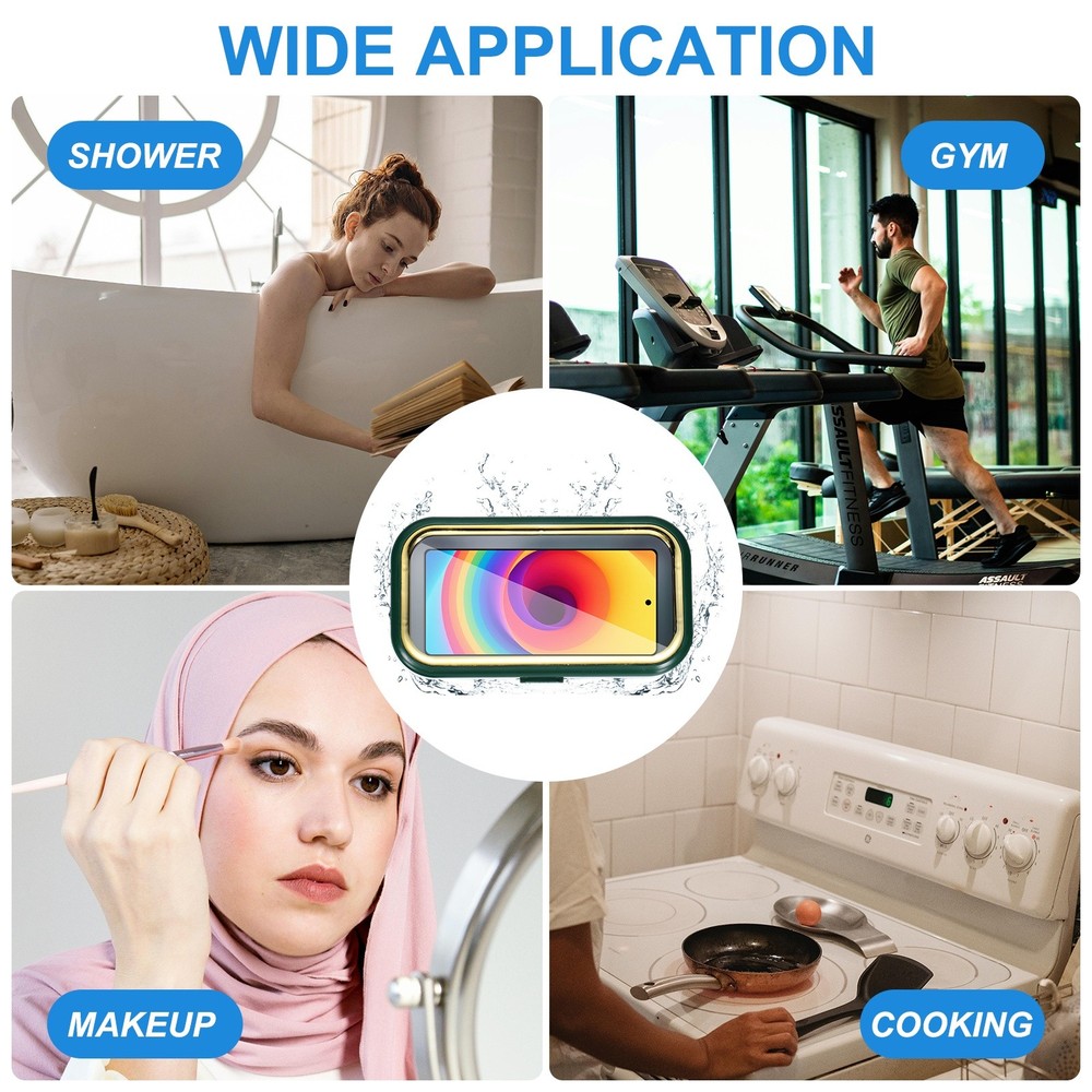 Retractable Adjustable Shower Phone Holder with Electroplating Frame Green