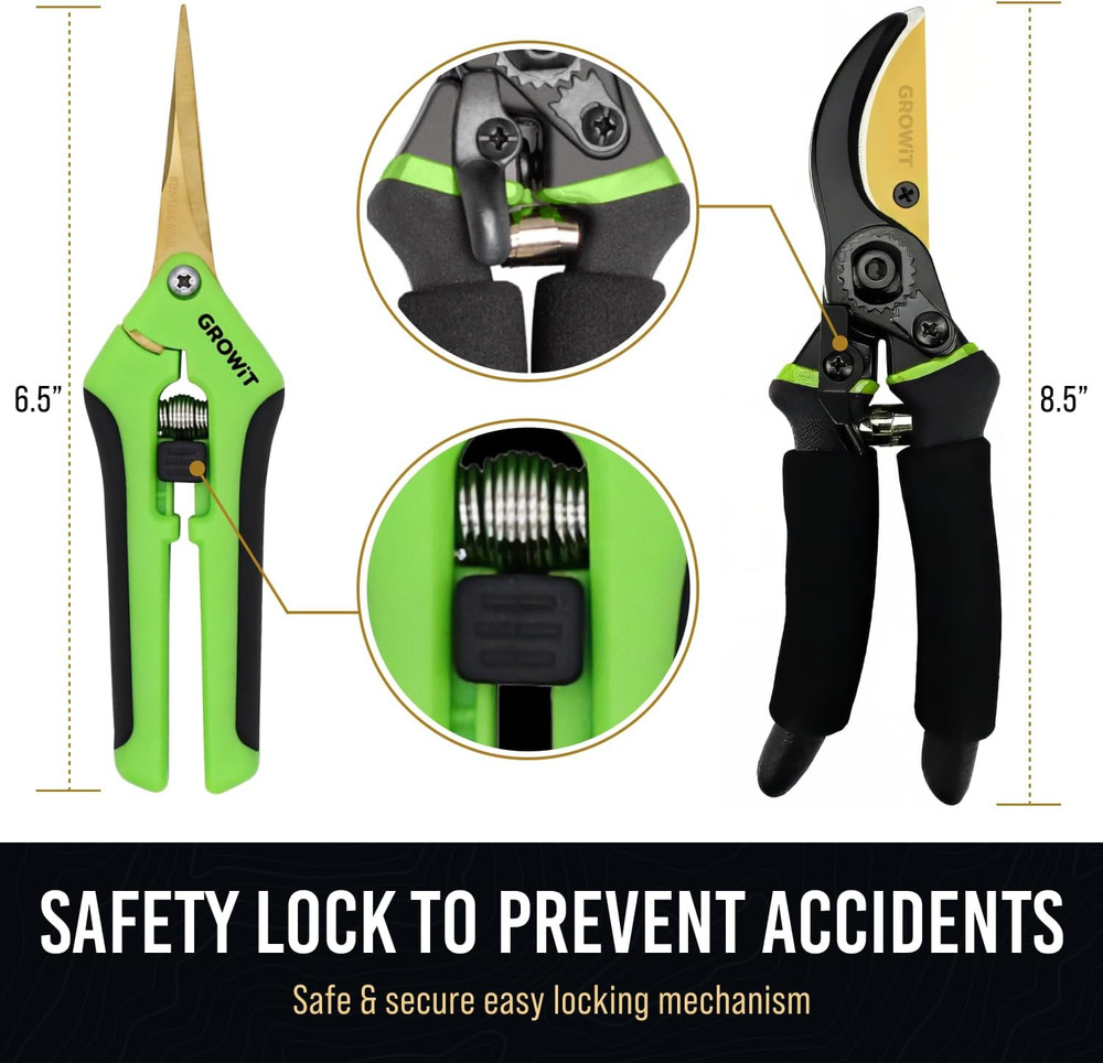 8.5" Professional Bypass Pruning Shears & Gardening Scissors Set - Super Sharp P