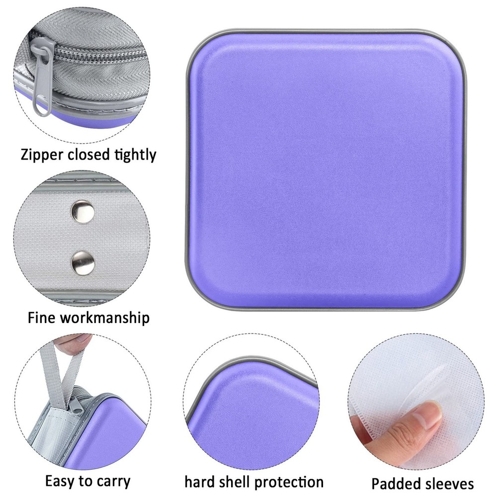 Siveit CD Case, 40 Capacity CD/DVD Case Holders Wallet Hard Plastic DVD Disc
