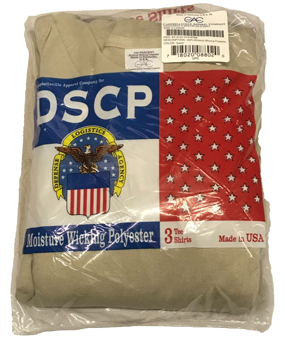 Moisture Wicking Polyester T Shirt (3 Pack) Sand - X Large Reg NEW USGI