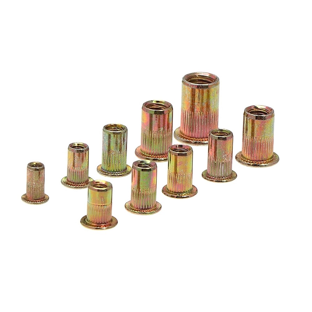 830Pcs Rivet Nuts M3 - M12 Carbon Steel Rivnut Insert Nutsert Threaded Flat Head