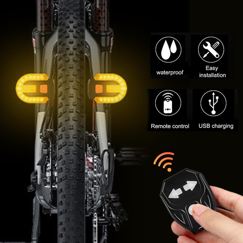 Bike Turn Signals Light Front and Rear Usb Bicycle Tail Light W/ Remote Control