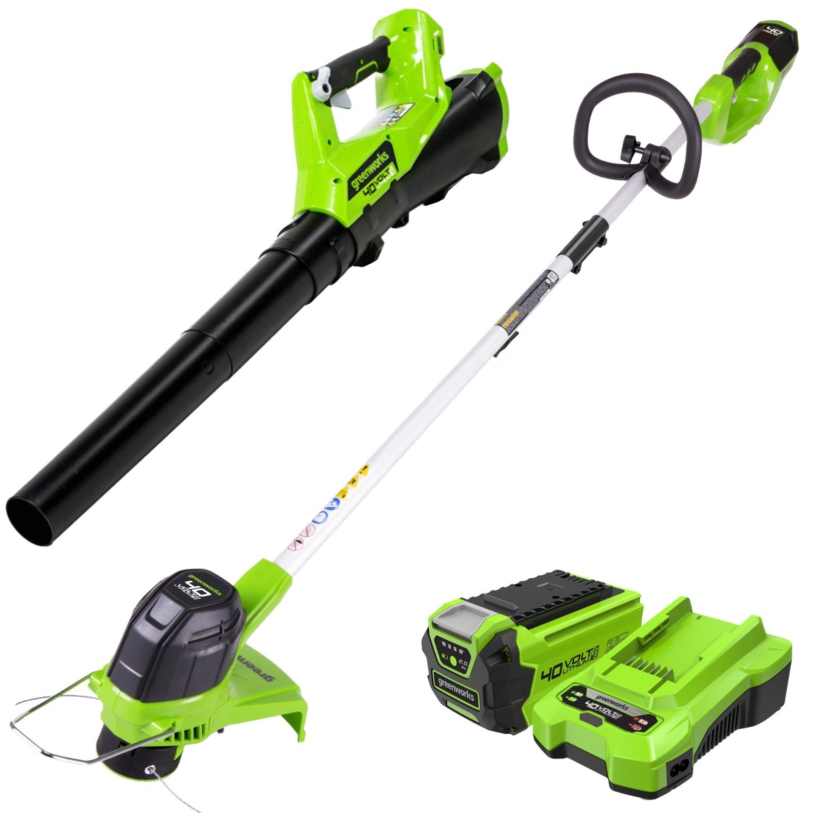 Greenworks 40V Cordless Leaf Blower and String Trimmer Combo Kit w/ 2Ah Battery