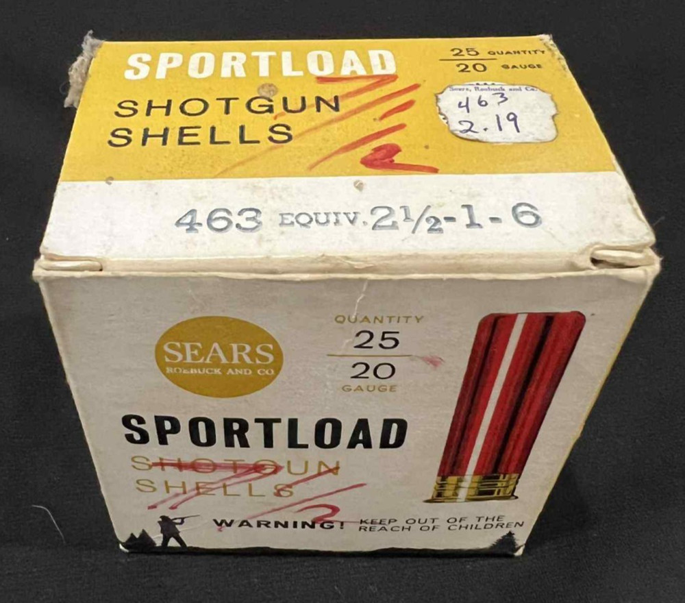 Vintage RARE Sears Sportload 20 GA. Shotgun Shells Empty Box