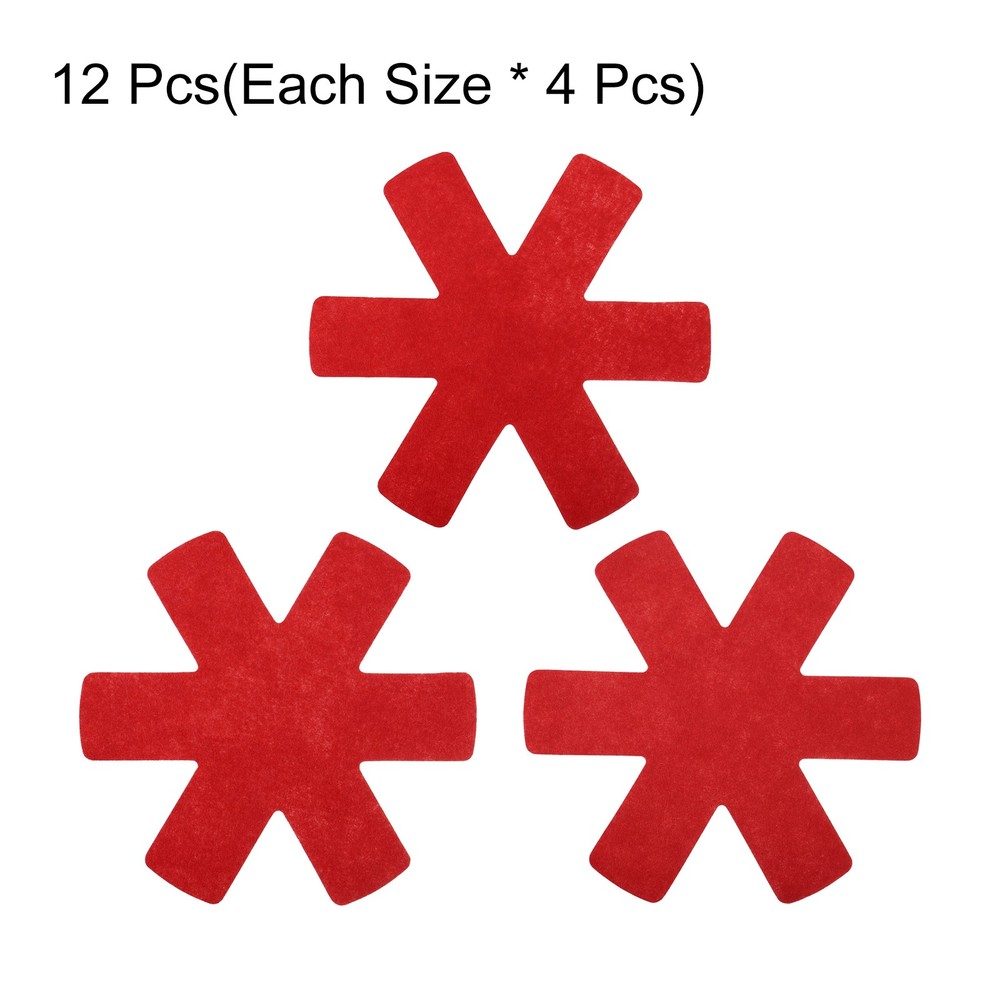 12pcs Pot and Pan Protectors for Stacking 3 Size Pot Separator Red