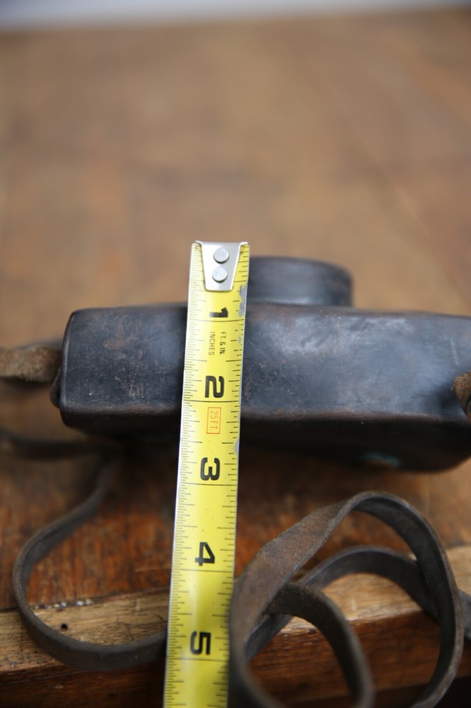 Antique Vintage Leather Camera Case Shoulder Strap brass button snaps
