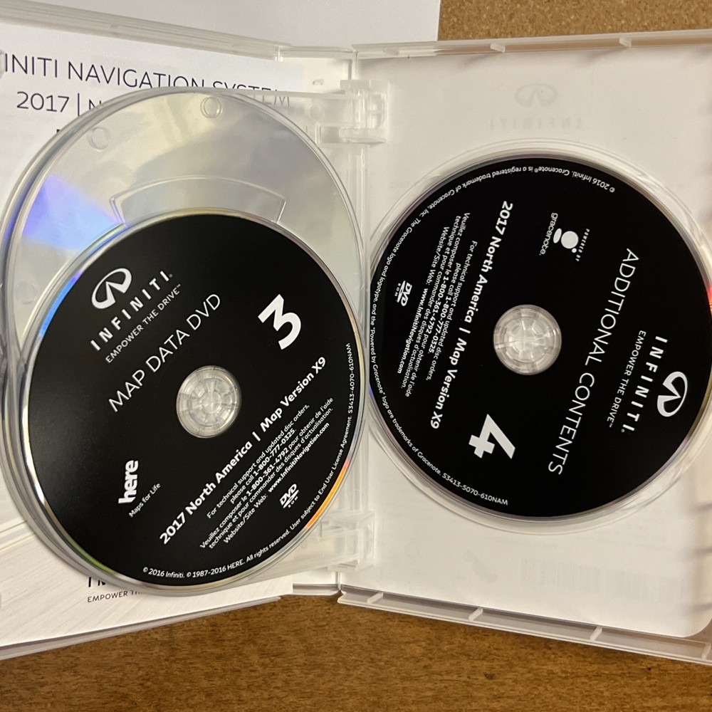 Infiniti Navigation System DVD 2017 North America Map Version X9 Complete OEM