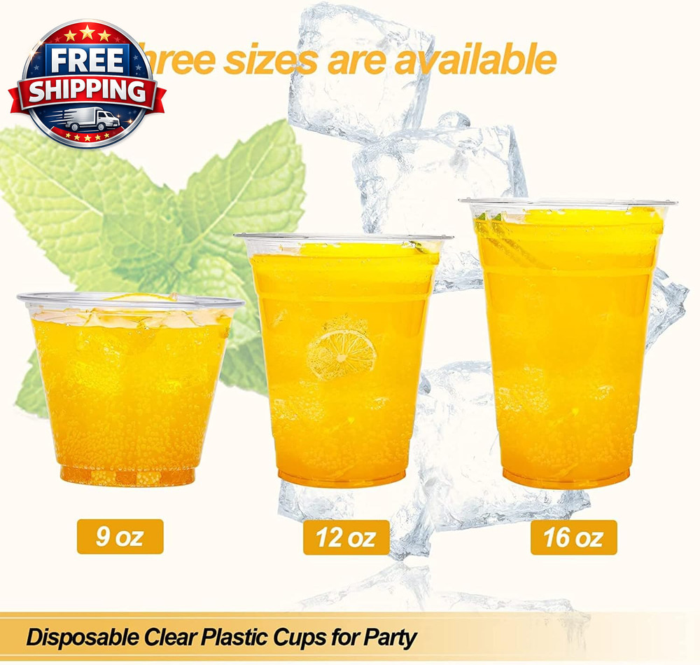 Clear Disposable Plastic Cups with Lids - 24 Oz, 100 Count