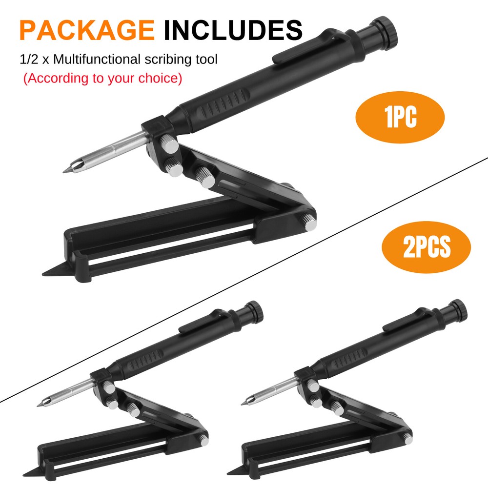 Adjustable Multifunction Scribing Tool DIY Woodworking Measuring Scribe Pencil