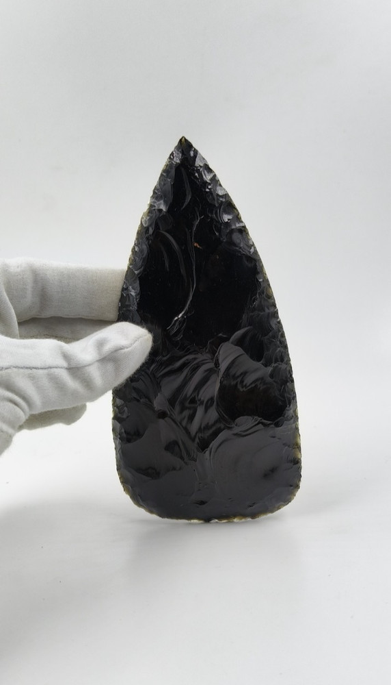 5.5–6in Obsidian Black Triangular Flint Arrowhead Translucent Native Style Point