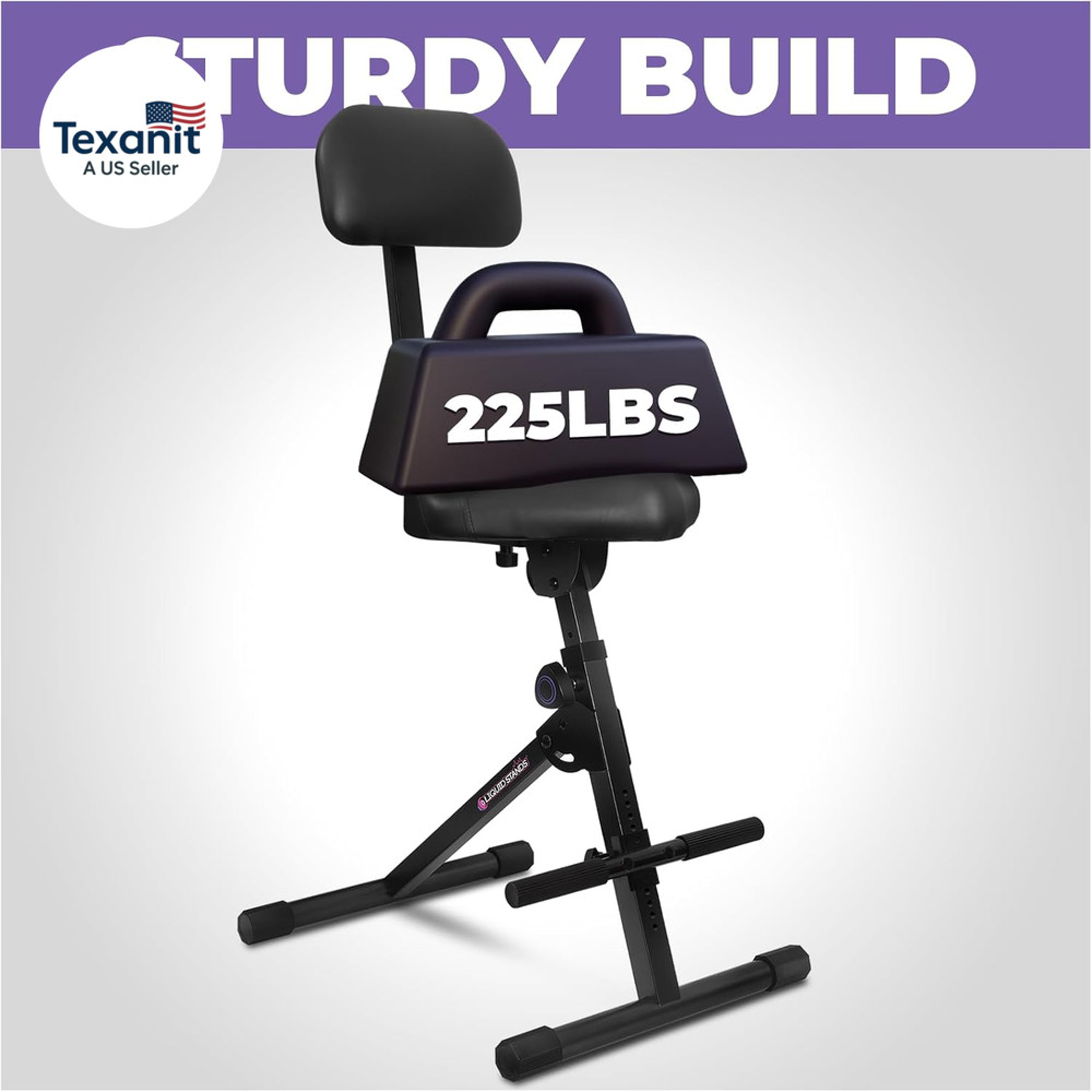 Guitar Stool Adjustable Stool - Standard Musician Drum Throne with Backrest - Gu