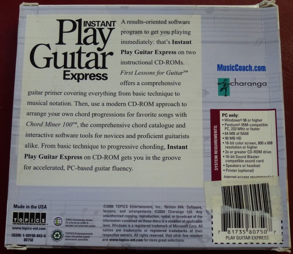 Software PC Instant Play Guitar Express 2 cd by Topics NEW SEALED