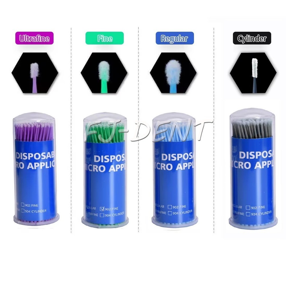100× Dental Microbrush Disposable Bendable Applicator Plus Cleaning Tips