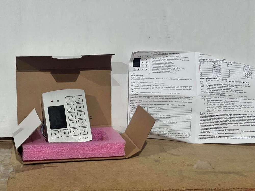 ASHKB BT-ASPKP-iclass Proximity Card Reader with Keypad