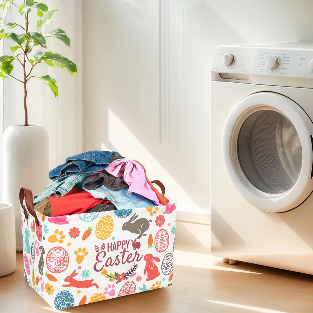 ASKETAM Easter Basket for Kid Large Empty Rectangular Cute Easter Gift Storag...