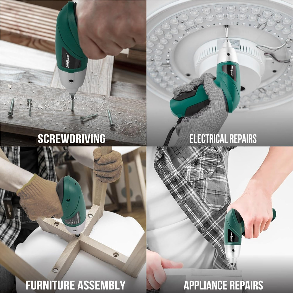 3.6V Cordless Electric Screwdriver Set with Interchangeable Bits, Green