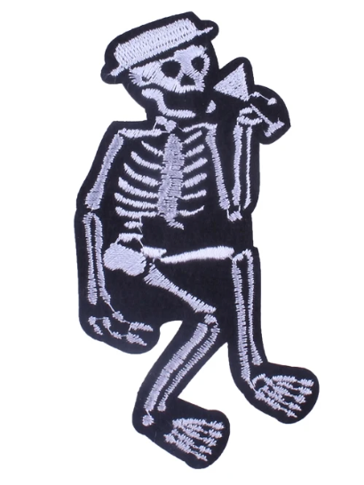 SOCIAL DISTORTION - DRINKING SKELETON - Embroidered Iron On/ Sew-On Patch