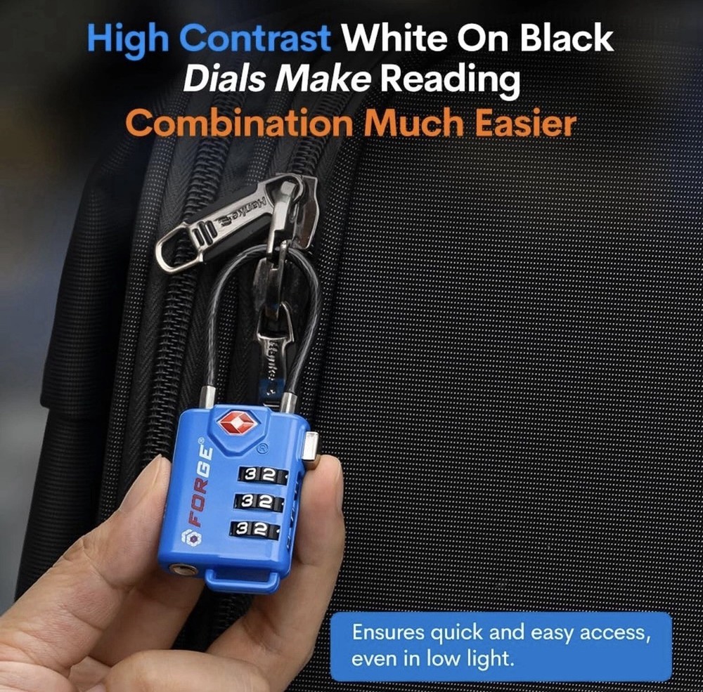 TSA Approved Cable Luggage Locks, Re-settable Combination (4-pack)