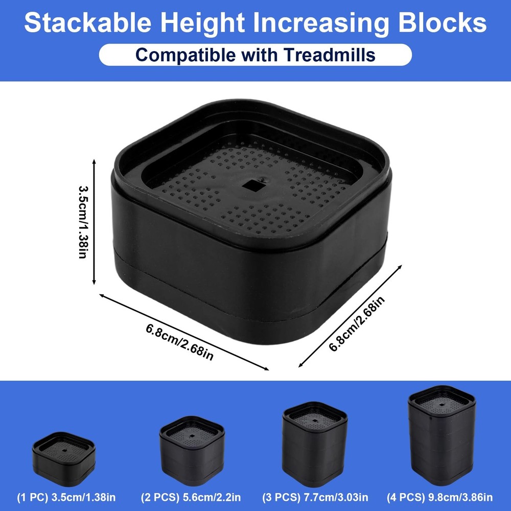 4pcs Treadmill Incline Riser Blocks, Walking Stackable Height Adjustable Incl...