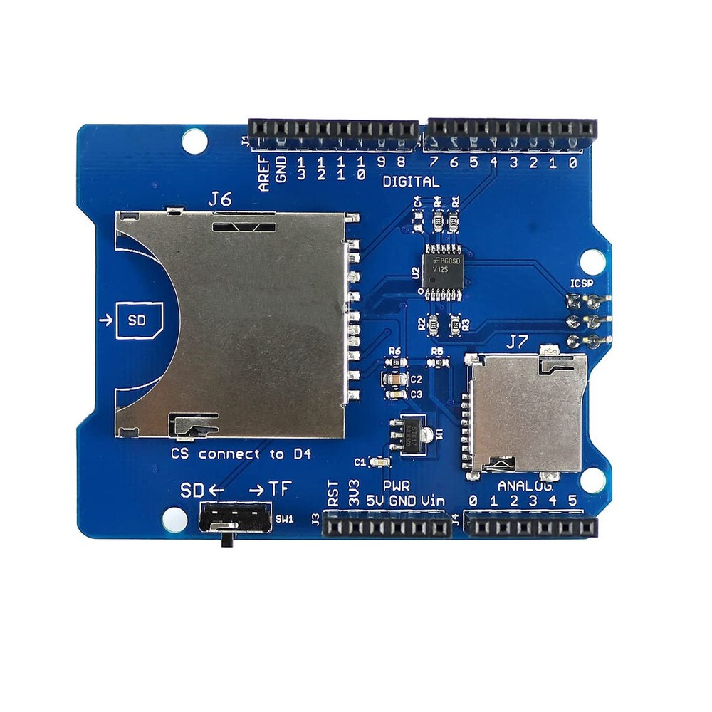 Stackable SD Card Shield for Arduino Small, Blue