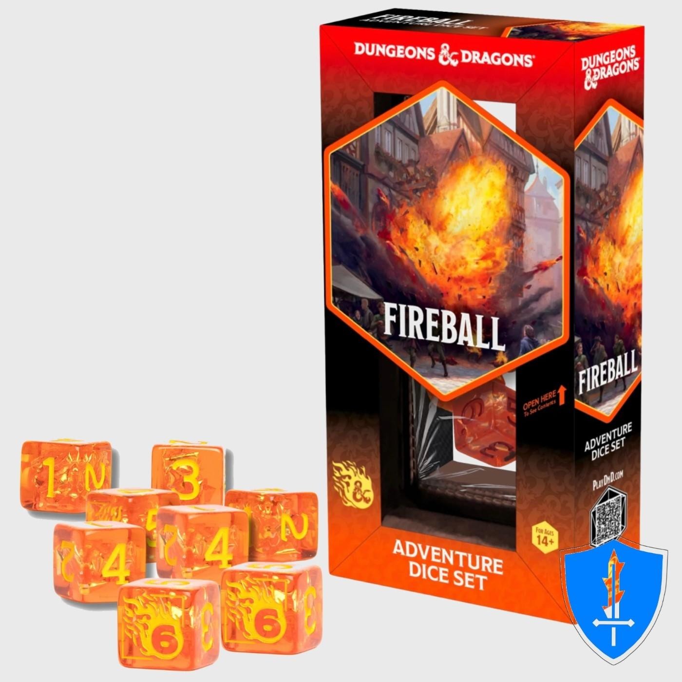 Fireball Adventure Dice - Set of 8 d6s - Sirius Dice D&D RPG