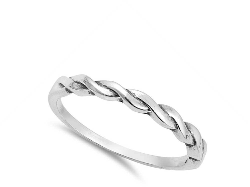 Oxidized Braid Weave Knot Stackable Ring New 925 Sterling Silver Band Sizes 4-10