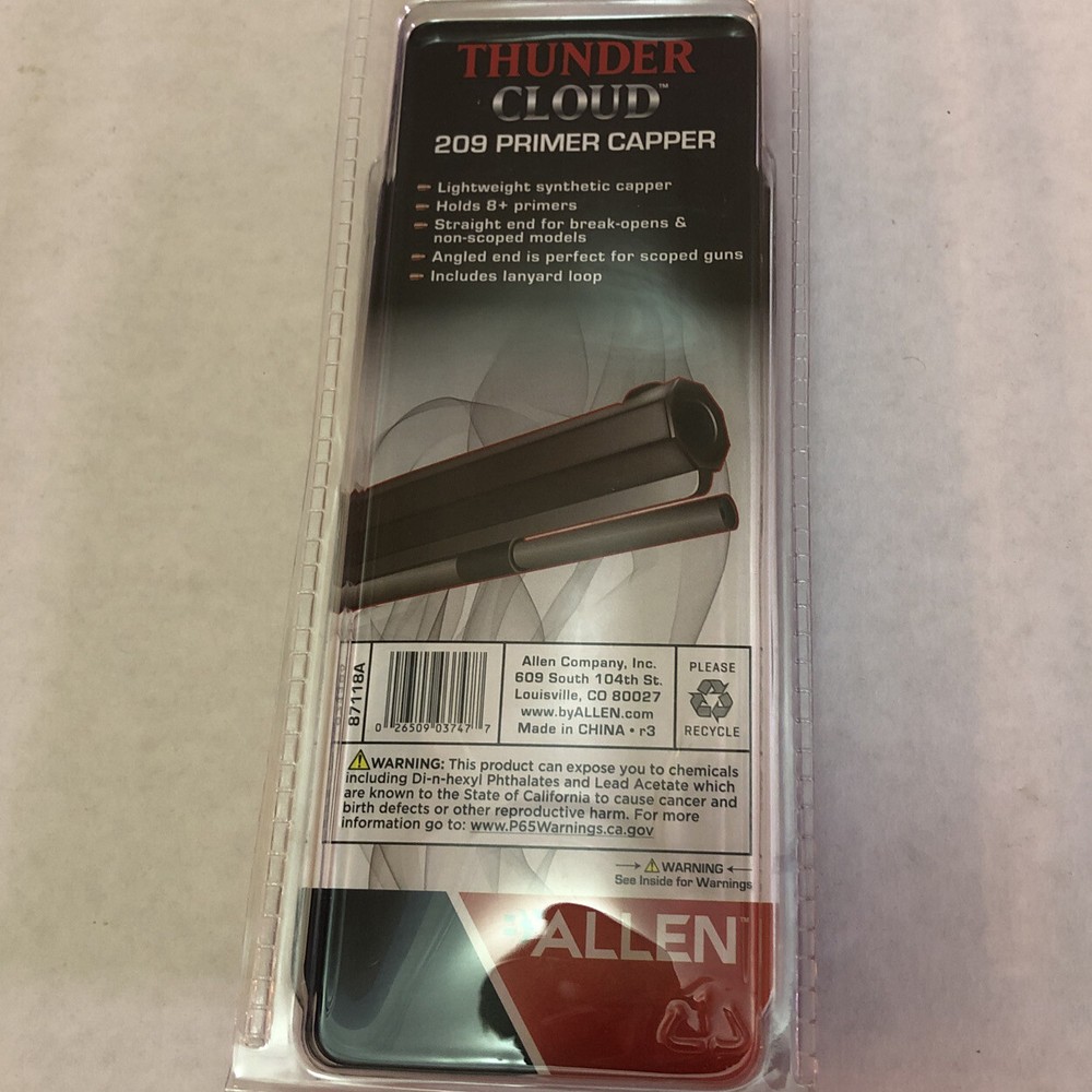 Thunder Cloud 209 Inline Muzzle loader Primer Capper by Allen, holds 8+ Primers