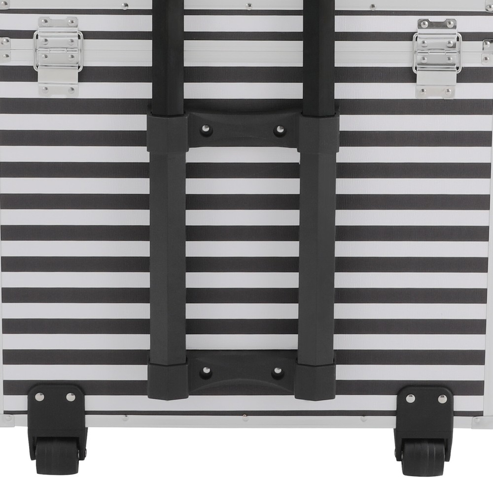 Striped style Rolling File Storage Case, Lockable File Box with Telescopic Pole