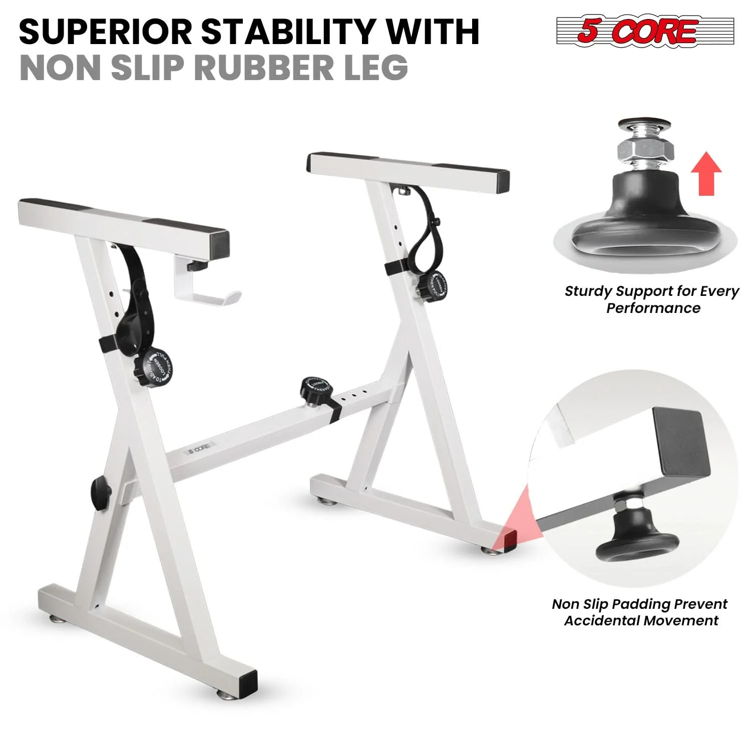 5Core Keyboard Stand Adjustable Height 34.5" Width 32.5” Electric Piano Riser