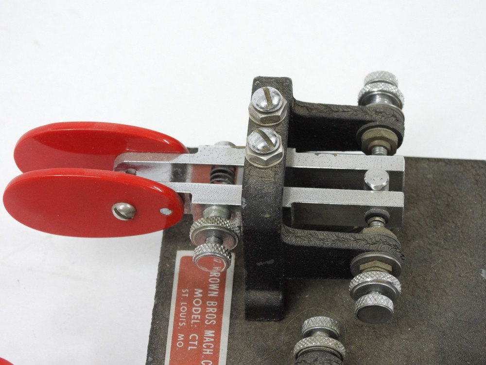 Brown Bros Mach CTL Vintage Ham Radio Double Straight Paddle Key + Cable (nice)