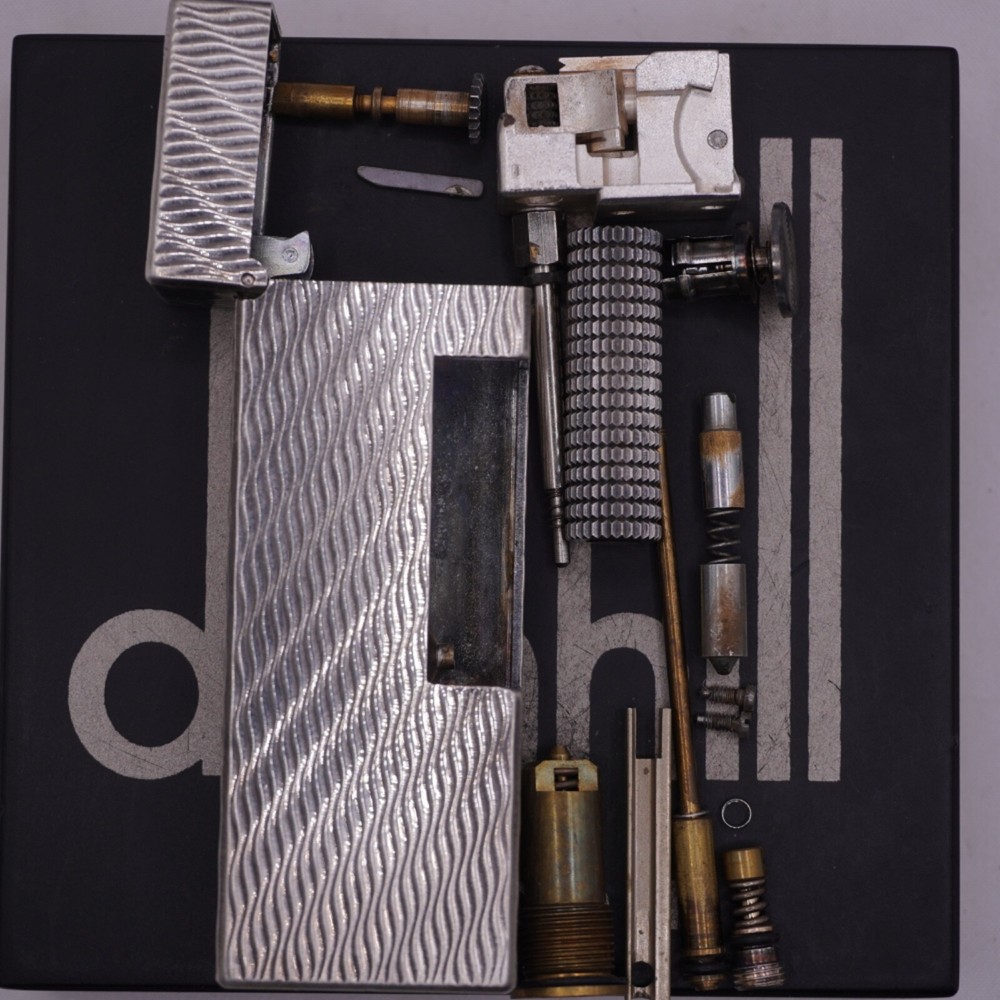 Dunhill Rollagas Lighter Silver WAV Pattern-Ultrasonically cleaned_Working