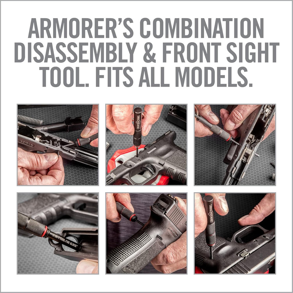 Real Avid 2-In-1 Tool for Glock Handguns, Includes Front Sight Tool & Disassembl
