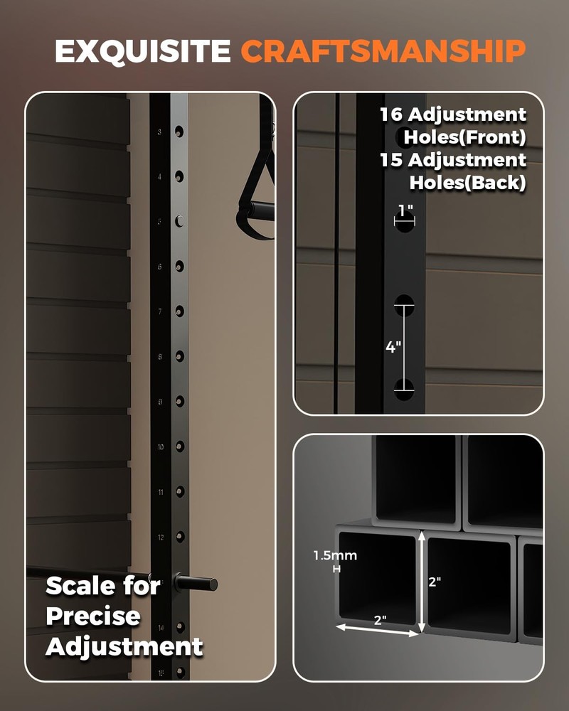 Power Cage Power Rack W/ Cable Crossover System 2000LBS Squat Rack LAT Pull Down