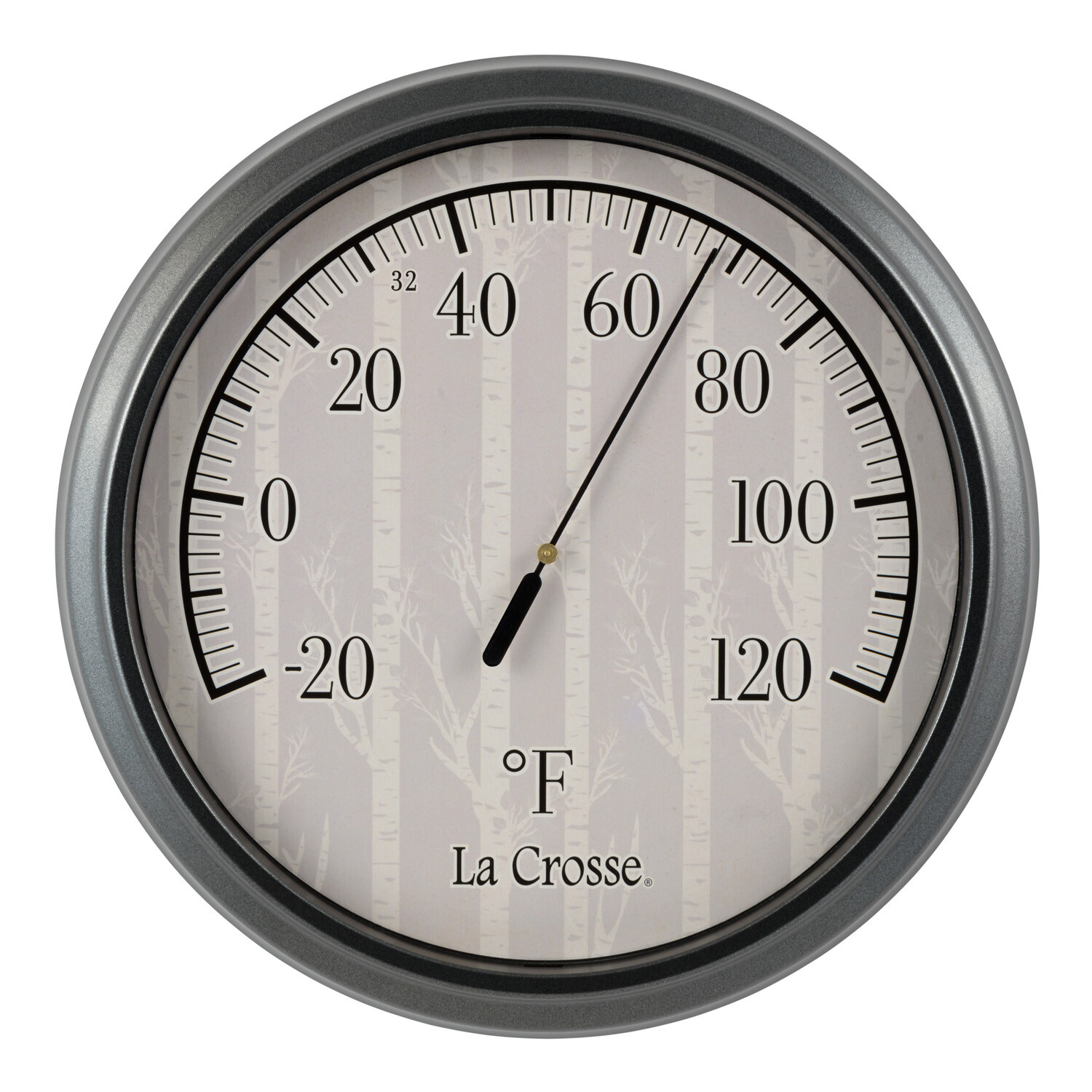 104-108B La Crosse 8" Round Indoor/Outdoor Thermometer with Birch Tree Dial
