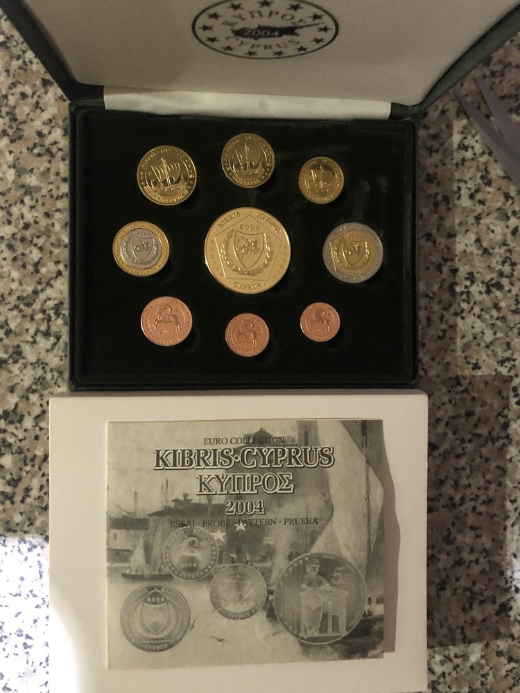 CYPRUS / KIBRIS 2004- 9 COIN EURO PROTOTYPE PATTERN PROOF SET