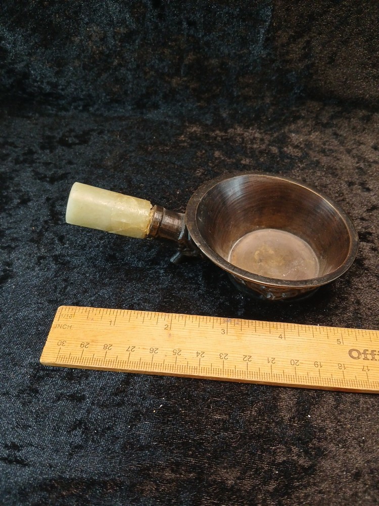 Incense Burner Brass With Stone Handle